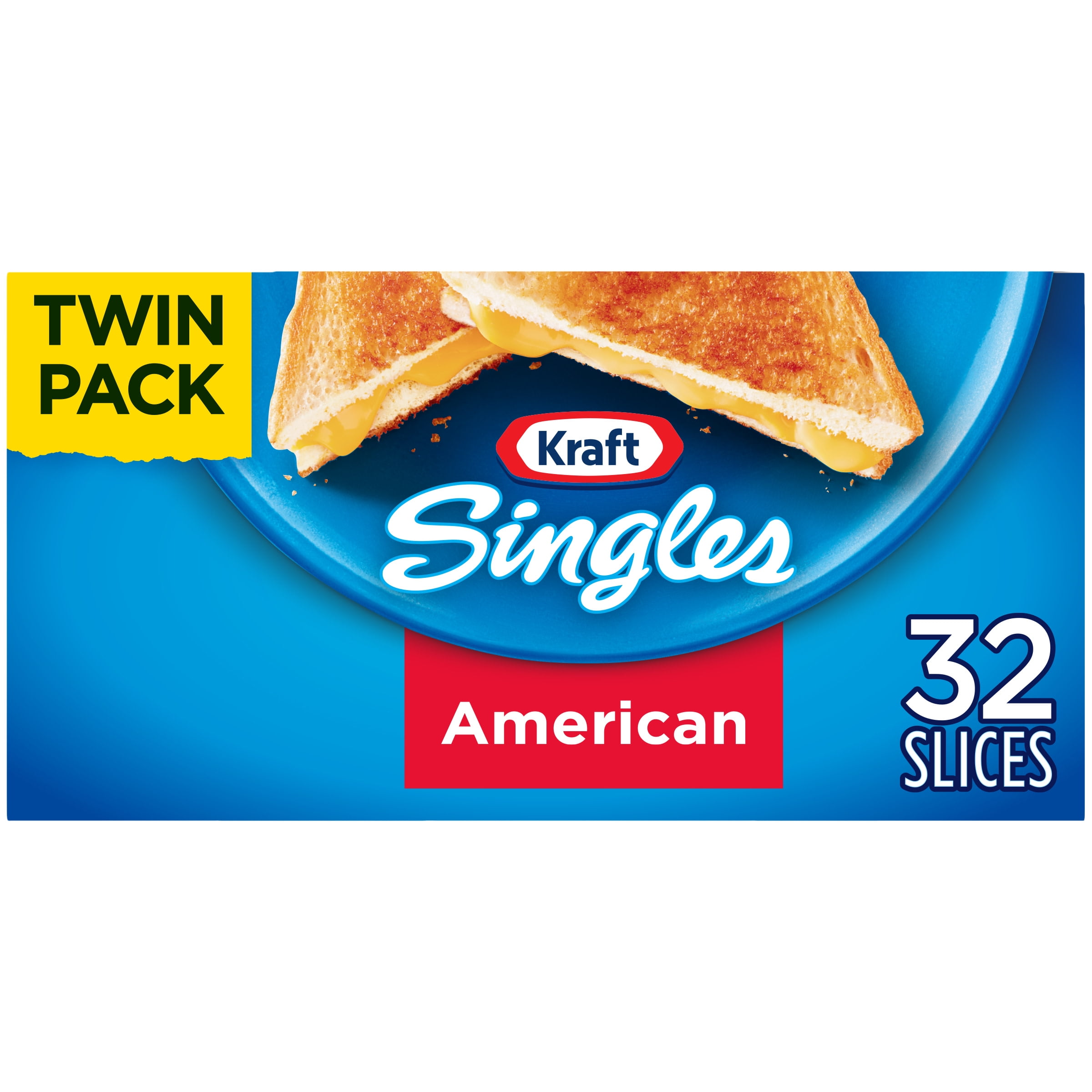 Kraft Singles American Cheese Slices Twin Pack, 32 ct Pack