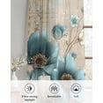 thumbnail image 6 of Teal Tulip Butterfly Sheer Curtains 45 Inch Length 2 Panels Set for Living Room/Bedroom, Beige Turquoise Floral Vintage Rustic Kitchen Curtains Grommet Semi-Sheer Curtains Window Treatments 42"x45"x2, 6 of 7