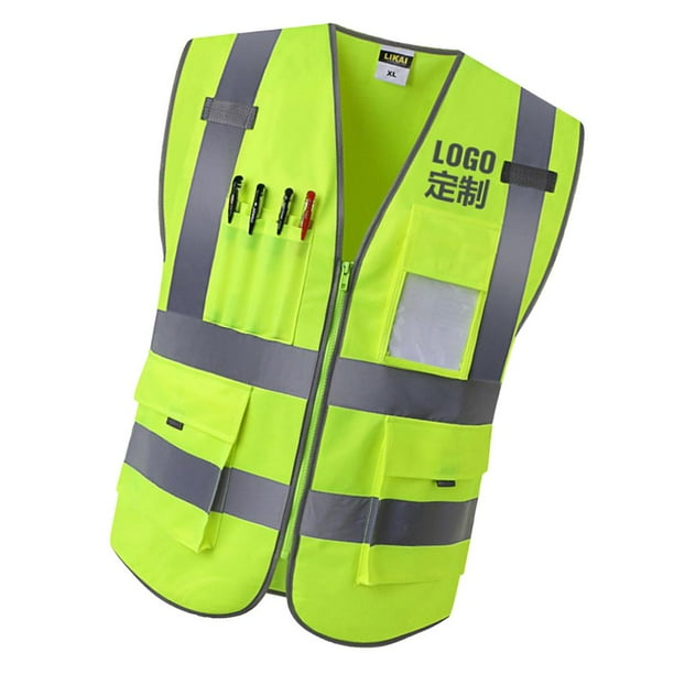 Chaleco de Seguridad Frontal con Cremallera de Visibilidad con Múltiples Bolsillos Y Tiras Reflectantes, Premium, 3 Tamaños 2 Colores Opcionales XL Macarena Chaleco de seguridad para ropa de trabajo