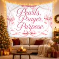 thumbnail image 3 of Pearls Prayer Purpose with Ornate Composed Motivational Written, Mystical Fantasy for Space Lovers, Galaxy Room Decor, Housewarming Gift, Tapestry Wall Hanging for Bedroom and Dorm, 3 of 7