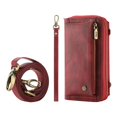 thumbnail image 3 of K-Lion Luxury Fashion Case for iPhone 14 6.1" 2022, Leather Zipper Purse [Removeable Magentic Slim Shell & Crossbody Lanyard] Kickstand Zip Card & Cash Holders Anti-scratch & Anti-drop Case, Red, 3 of 7