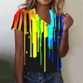 thumbnail image 4 of Busydd Womens Tops Summer V Neck Short Sleeve T-Shirts Tie Dye LGBT Pride Shirts Casual Loose Button Equality Blouses Fashion Funny Graphic Tee Tops Plus Size Tops for Women S-5XL, 4 of 5