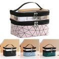 thumbnail image 2 of Double Layer Cosmetic Bag Square Organizer Large Toiletries Makeup Kit Pouch Travel Makeup Bag, 2 of 7
