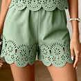 thumbnail image 5 of Morttic Women's 2-Piece Cutout Sleeveless Tank Top & Shorts Set – Solid Color Boho Casual Summer Daily Home & Vacation Wear Green，XXL, 5 of 6