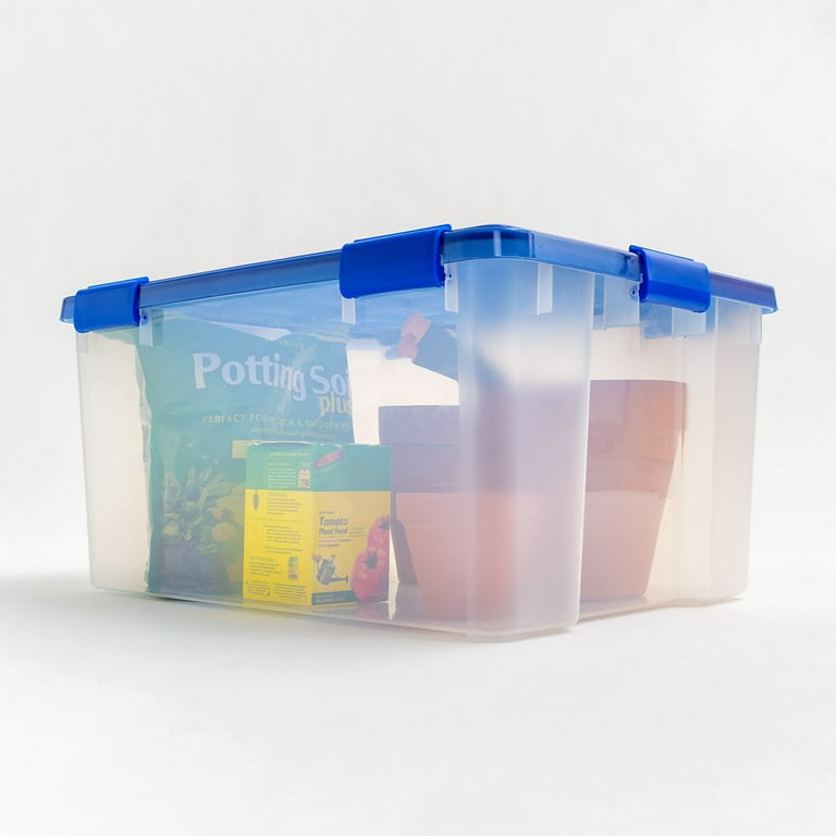 Storage Tub: 21 1/2 in Outside Wd, 16 1/2 in Outside Ht, 18.0 gal Capacity,  Navy, Polypropylene