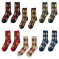 thumbnail image 2 of Yokua Japanese Korean Women Cotton Crew Socks Harajuku Aesthetic Argyle Plaids Spring Autumn Middle Tube Calf Socks Hosiery, 2 of 5