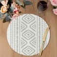 thumbnail image 3 of Boho Sage Green Geometric Round 15 Inch Placemats Set of 6, Vintage Southwestern Stripes HeatResistant Non Slip Place Mats for Dining Table, Wipeable Braided Kitchen Table Mats for Housewarming, 3 of 9
