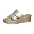 thumbnail image 3 of Women's Crocodile Embossed Cross Strap Wedge Slides Wide Width Open Toe Summer Casual Sandals Lightweight Thick Bottom Platform Comfort Outdoor Beach Slippers, 3 of 10