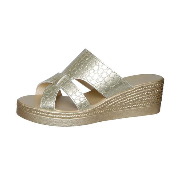 Wensltd Summer Wedge Sandals for Women Wide Width Fashion Thick Soled Shoes Lightweight Shoes Gold