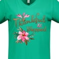thumbnail image 4 of Inktastic Thankful and Blessed Inspirational Saying with Pink Flowers Women's V-Neck T-Shirt, 4 of 5