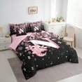 thumbnail image 3 of Manfei Girls Pink Monogrammed Bedding Comforter Set 7pcs, Personalized Letter N King Bedding Sets, Kawaii Axolotl Cherry Blossoms Bed Sheets, Microfiber Bedroom Decor, 3 of 8