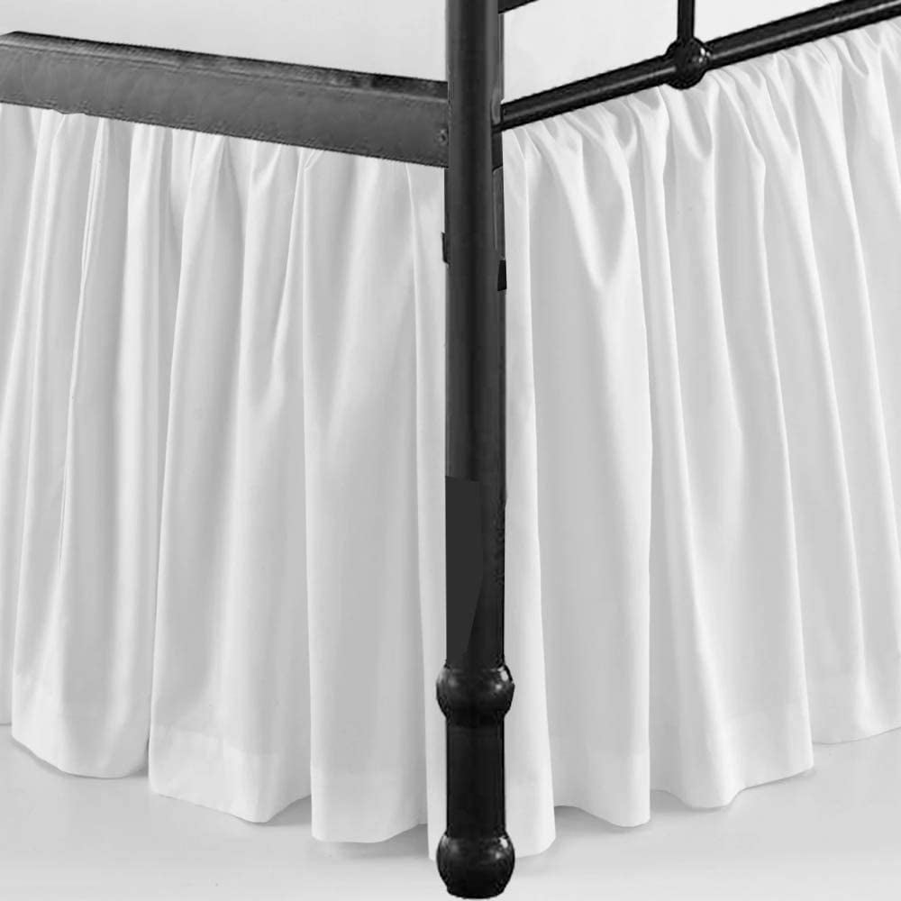 Cottington Lane Ruffled Bed Skirt- Microfiber- White, Queen 18 Inch Drop Split Corner Bed Skirt With Platform