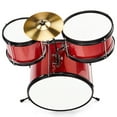 thumbnail image 2 of HUJHKIO 3-Piece Kids Drum Set, Junior Drum Kit with Stool, Cymbal, Pedal & Sticks, Portable Childrens Drum Set, Musical Toys Gift for Boys & Girls, Red, 2 of 9