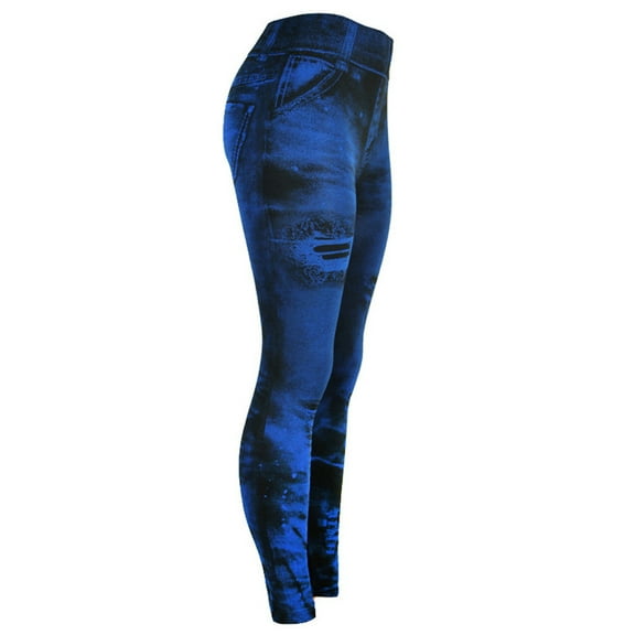 Jxximdong Leggings for Women Women's Jeans Bottom Pants Coloured Hip-up Super Bomb Slim Nine-minute Pants Blue L Yoga Pants