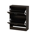 thumbnail image 5 of MONSLIPA Modern Free Standing Shoe Storage Cabinet Organizer with 2 Compartments for Entryway, Black, 5 of 6