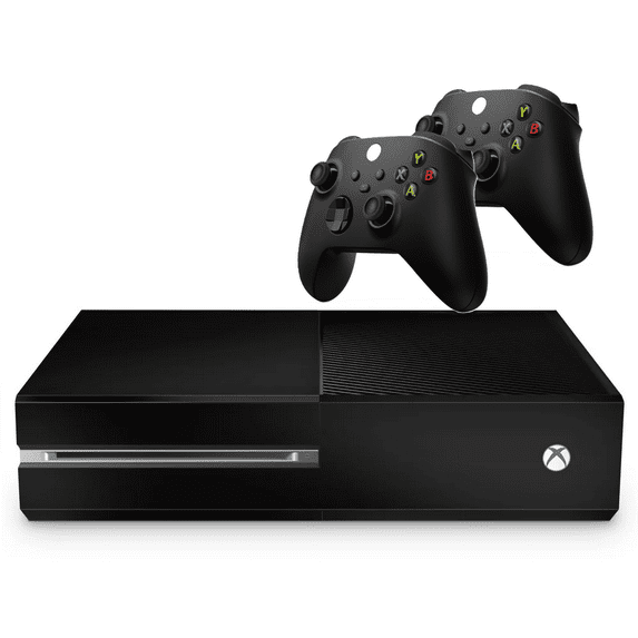 Restored Microsoft Xbox One Game Console 500GB Black with Two Retrofam Controllers (Refurbished)