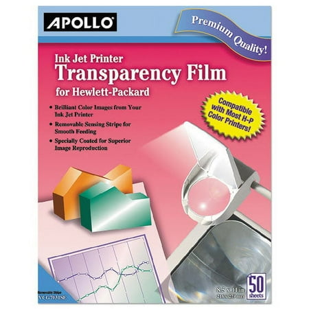 1PK Quick-dry Color Inkjet Transparency Film With Handling Strip, Letter, Clear, 50-box
