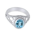 thumbnail image 3 of AFFY Celtic Lady's Simulated Aquamarine Ring In 14K White Gold Plated 925 Sterling Silver Jewelry for Ladies, Ring Size 9.5, 3 of 4