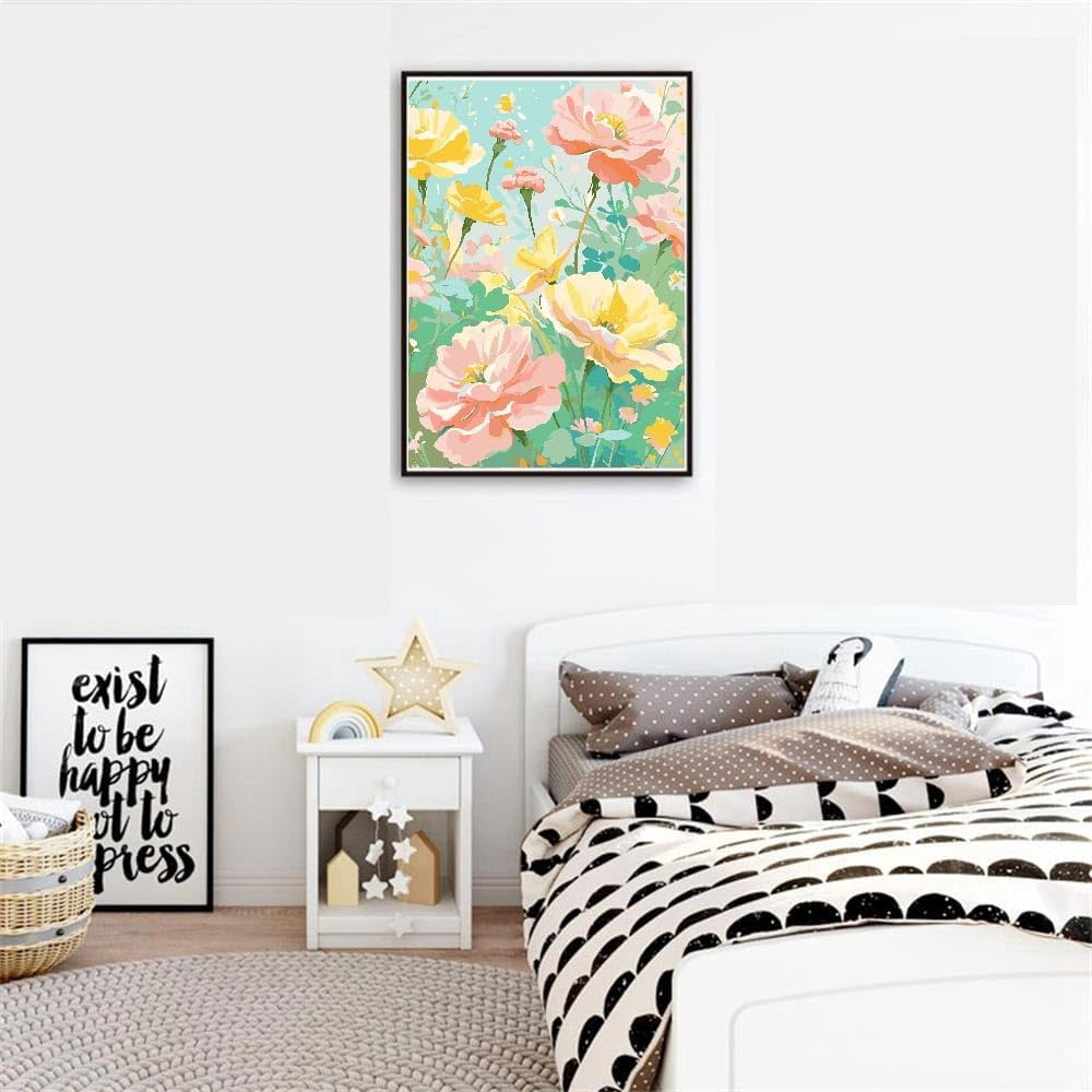 Flowers Paint by Numbers for Adults Beginner, Flowers DIY Acrylic Paint by Numbers Kit, Adult Paint by Number Kits on Canvas for Home Decor Gift 16x20 Inch,MT20647-US,16"x20"