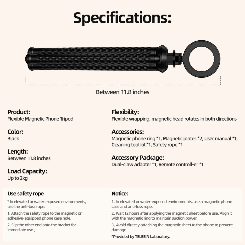 lanema Flexible Magnetic Cell Phones Tripod Desktop Mounting Bracket Octopus Holder Standard 1/4" Mount for Fill Light