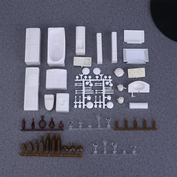 HIAKDOFT 23Pcs Miniature House Accessories Simulated Plastic Furniture Model For Tiny Furniture Miniatures