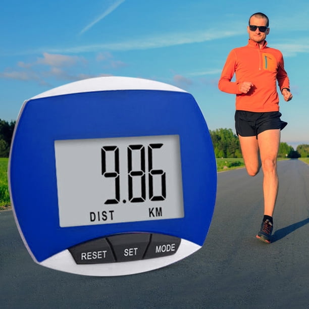 Podómetro digital para caminar con clip incorporado Contador de pasos 3D para niños corriendo (azul)