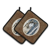 Carolines Treasures 7137PTHD Siberian Husky Pair of Pot Holders , 7.5HX7.5W, multicolor