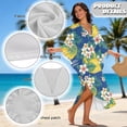 thumbnail image 6 of Xoenoiee Tropical Plumeria Flower Print Mumu Dresses for Women Plus Size, Monstera Palm Leaves Bohemian Kaftan Dress Batwing Sleeve Caftan Beach Cover Up Summer Long Maxi Nightgown Soft Loungewear, 6 of 7