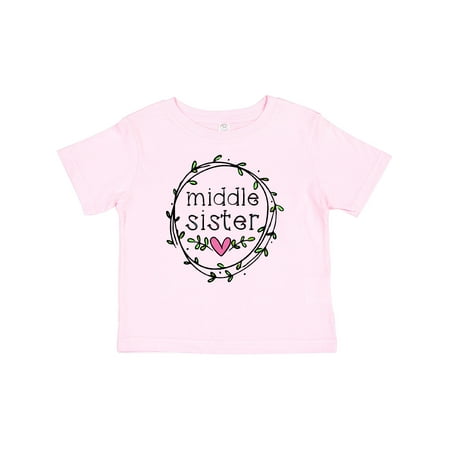 

Inktastic Middle Sister Leaves Circle Heart Gift Baby Girl T-Shirt