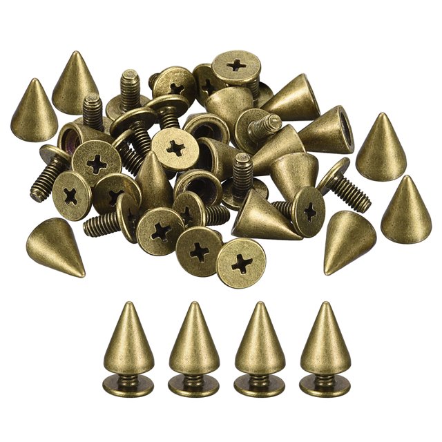 Unique Bargains 50 Sets Cone Spikes Studs 7x10mm Studs and Spike Screw Back Rivet Bronze Tone