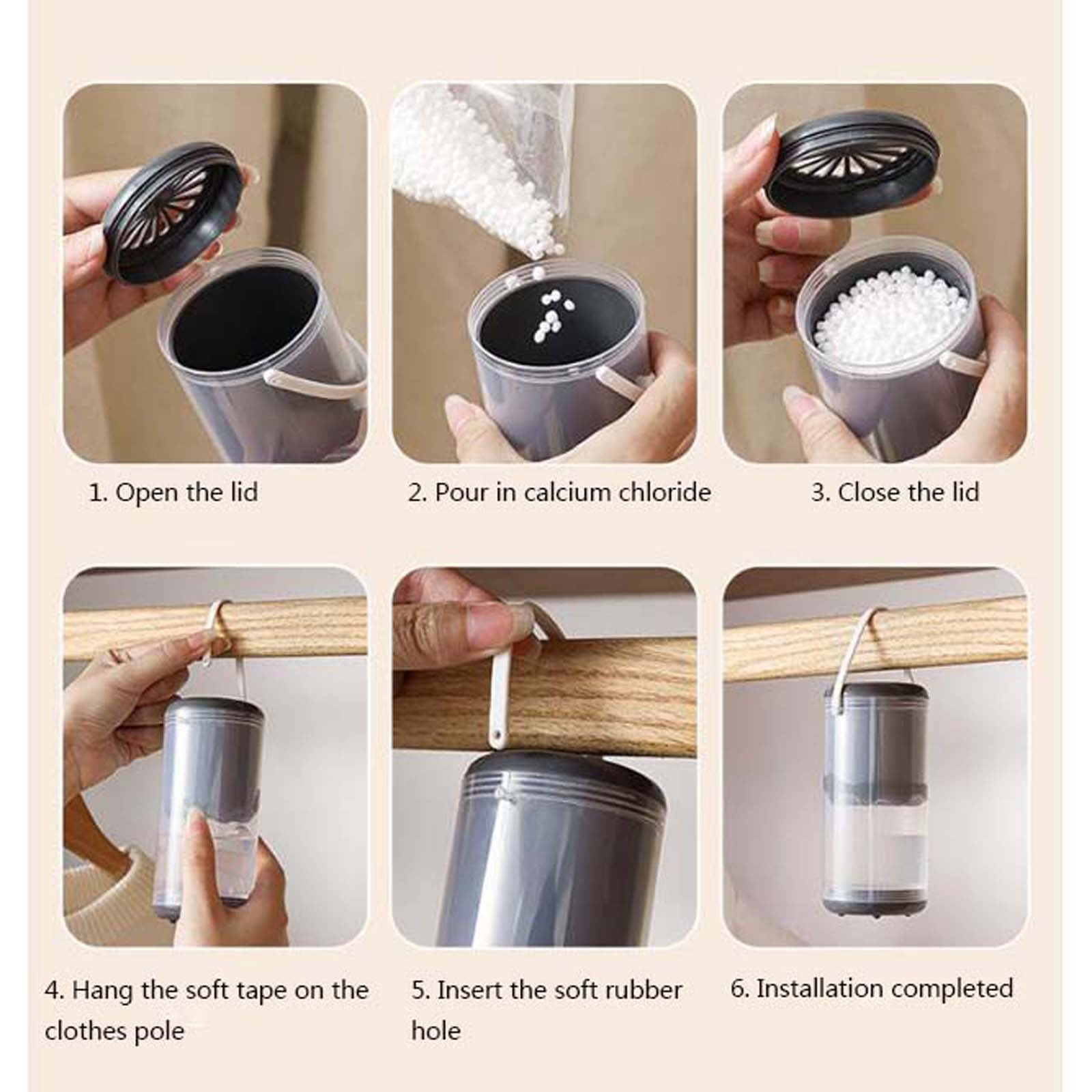 JilgTeok 4 Packs Reusable Hanging Wardrobe Dehumidifier Box with Aromatherapy Tablets for Moisture Control and Odor Elimination in Closets