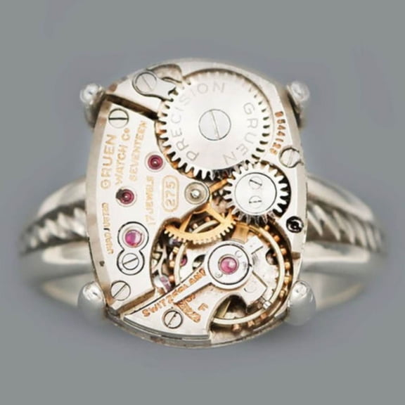 1pc of Accessory, Mechanical Disc Design, Metallic Ring, Personalized Men'S Ring,【silvery】12th