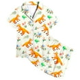 thumbnail image 5 of Hiiyo Big Girls Pajama Set Cute Fox Print Short Sleeve Button Up Top Shorts Homewear, 5 of 5