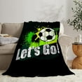 thumbnail image 3 of Soccer Blanket for Boys Super Soft Warm Cozy Soccer Throw Blanket Plush Fleece Kids Blanket Gifts for Bed Decor Soccer Fans 40"X50", 3 of 6