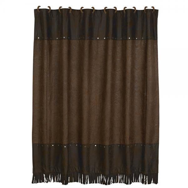 HiEnd Accents Faux Tooled Leather Western Shower Curtain and Hooks