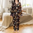 thumbnail image 2 of Lotusprinthandmade Halloween Duck and Pumpkin Graphic All-over Print Satin Pajamas Set (4XL), duck and pumpkin sleepwear set, 2 of 7