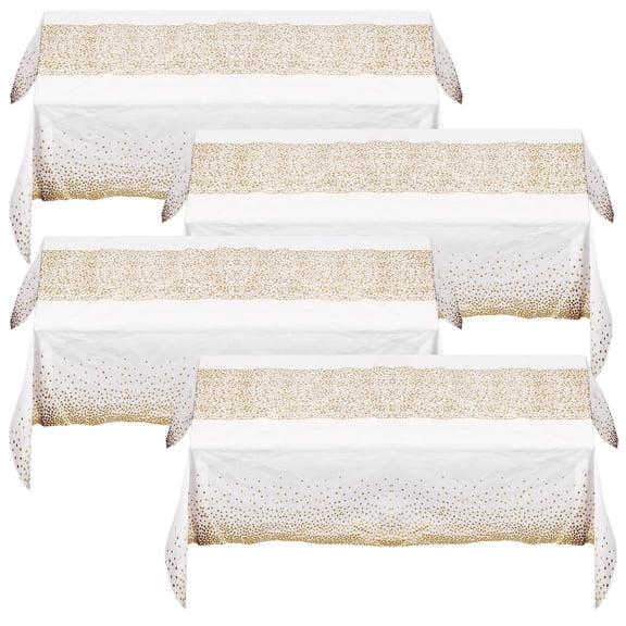 ETEREAUTY 4Pcs Single Use Tablecloth Golden Dot Decorative Table Cover for Party and Dinner