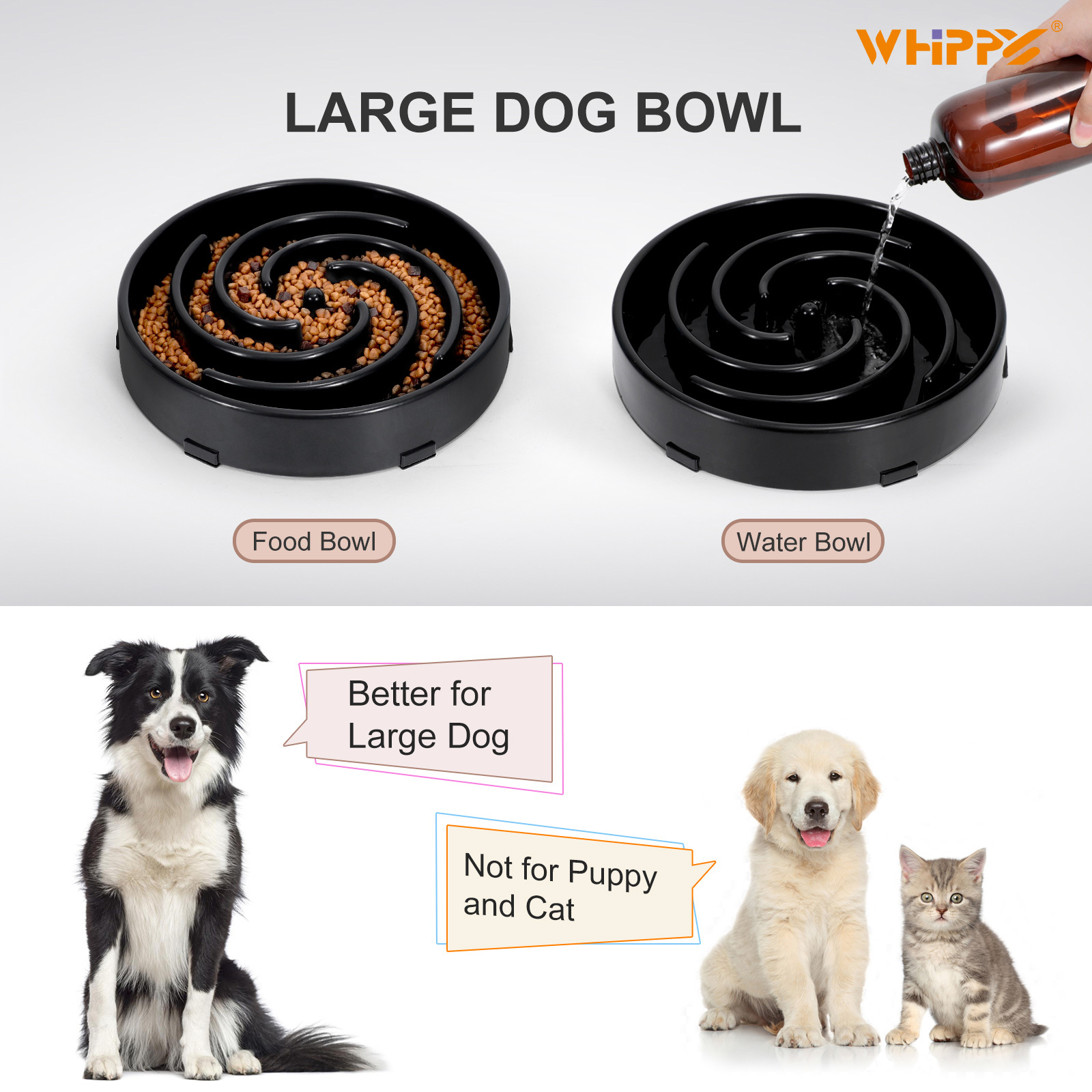 Whippy Slow Feeder Dog Bowl Black photo 6