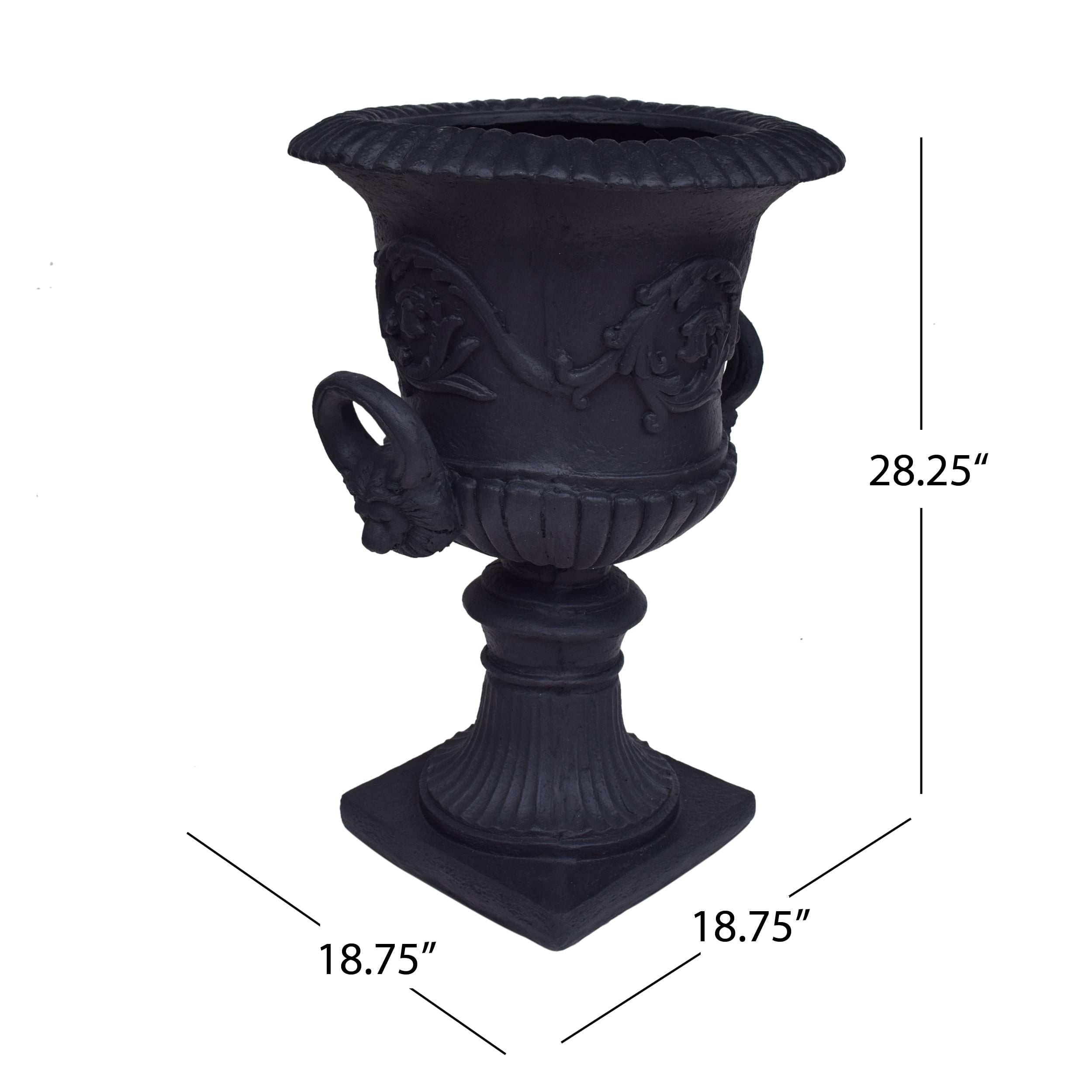 Alena Outdoor Light Weight Concrete Chalice Garden Urn Planter, Black