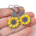 thumbnail image 1 of Sunflower Drop Earrings, Yellow Flower Drop Earrings, Jewelry Yellow Sunflower, Wedding Earrings, Tz------Product code 76406, 1 of 4