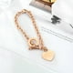 thumbnail image 5 of Pulsera de eslabones grabados de acero inoxidable con hebilla OT para mujeres y niñas, 5 of 7