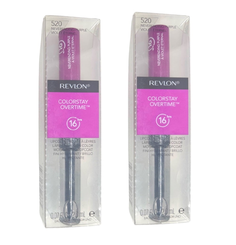 Revlon ColorStay Overtime Lipcolor, Neverending Purple 520 ( 2 Pack)