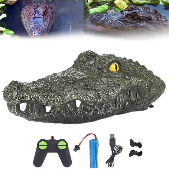 Remote Control Alligator Head for Water - Simulation Remote Control Alligator Head, Realistic Floating Alligator Head, 2.4GHz Alligator Head Remote Control Boat, Alligator Pool Float (1set)