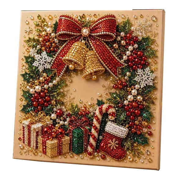 DIY Christmas Pearl Diamondd Paint-ing Kit with Frame, Santa Pearl Beads Art Craft for Adults Beginners, Gemstone Dots for Home Wall Decor