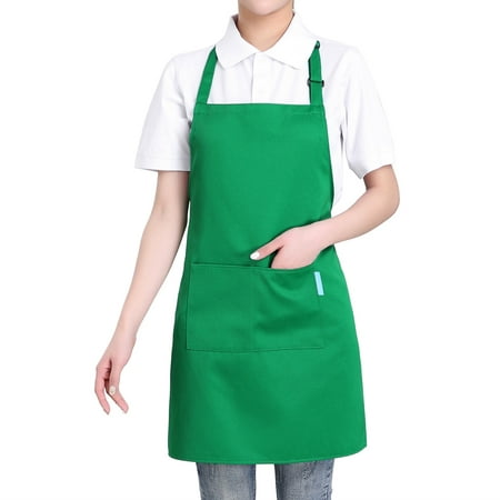 Esonmus Adults Polyester Kitchen BBQ Restaurant Apron with Adjustable Neck Belt 2 Pockets for Cooking Baking