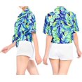 thumbnail image 2 of LA LEELA Women's Casual Beach Hawaiian Blouse Shirt Tropical Blouses Short Sleeve Button Down Dress Tops Tee Shirts Dresses for Women M Leaves, Blue, 2 of 5