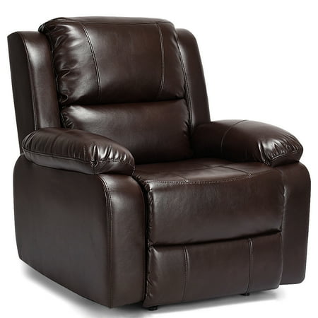 Brown Leather Motion Home Theater - Costway Manual Recliner Sofa Lounge Chair PU Leather Home Theater Padded Reclining Brown