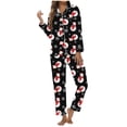 thumbnail image 1 of HNMKIU Comfortable Sleepwear Set Womens Christmas Snowman Pattern Cozy Long Pajama Sleep Set, 1 of 4