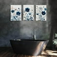 thumbnail image 4 of Hieng Navy Blue Wall Art Canvas Abstract Floral Painting Blue and Gray Posters Watercolor Flower Decor Wildflower Pictures Botanical Prints for Living Room Bedroom Bathroom 3 Pcs 16x24in Framed, 4 of 5
