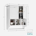 thumbnail image 3 of Vastcury 27.5" Bathroom Wall Cabinet, Over the Toilet Storage Medicine Cabinet with 2 Door Cupboard, Adjustable Shelf and Towels Bar, White, 3 of 6